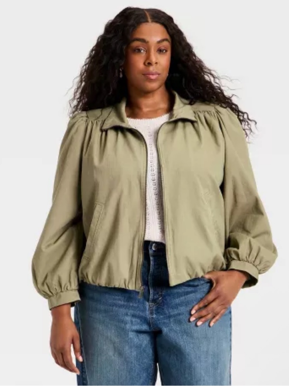 NWT Universal Thread Bomber Jacket with Puff Sleeves